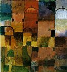 Paul Klee Canvas Paintings - Red And White Domes
